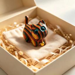 Escultura de Gatinho em Madeira Pintada - Decoração Criativa para Casa, Ornamentos de Entrada para Festivais, Estátua de Madeira para Jardim Interno - Image 4