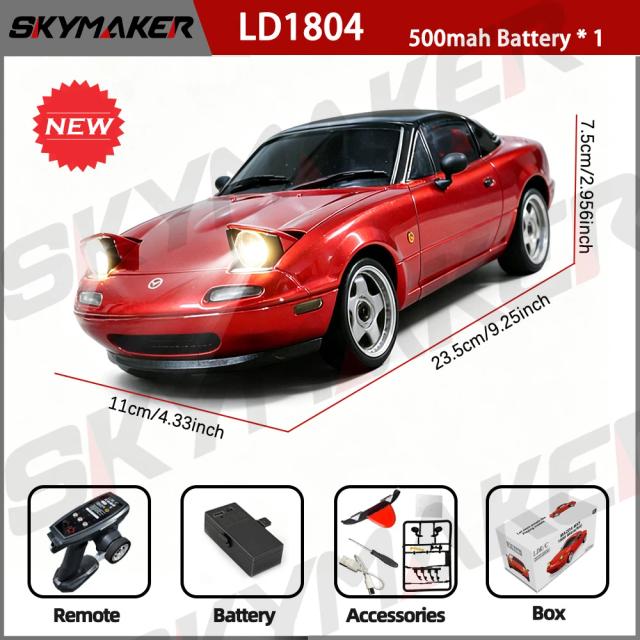 Skymaker LD1804 MX5 1/18 RC Drift Car RWD com Giroscópio - Versão Avançada