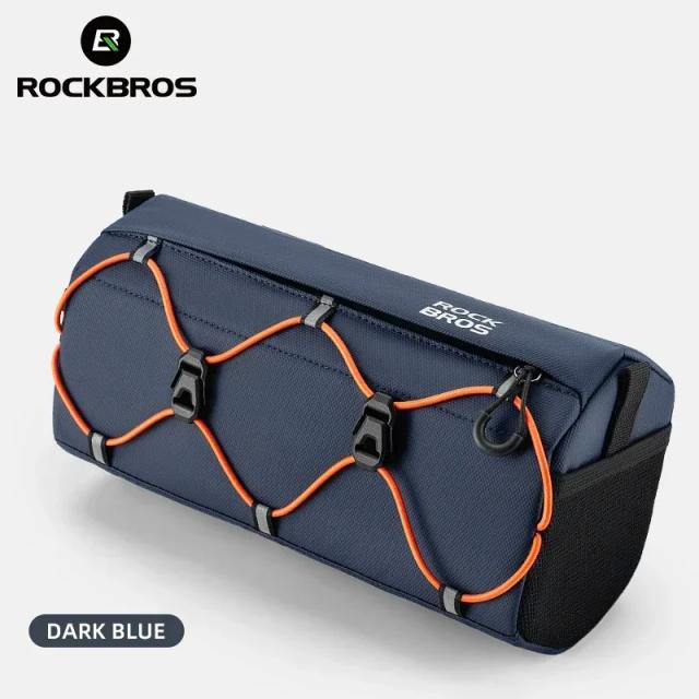 Rockbros bolsa para guidão de bicicleta, bolsa multifuncional de 2,2l para ciclismo de estrada mtb, bolsa de ombro ajustável com design 3d