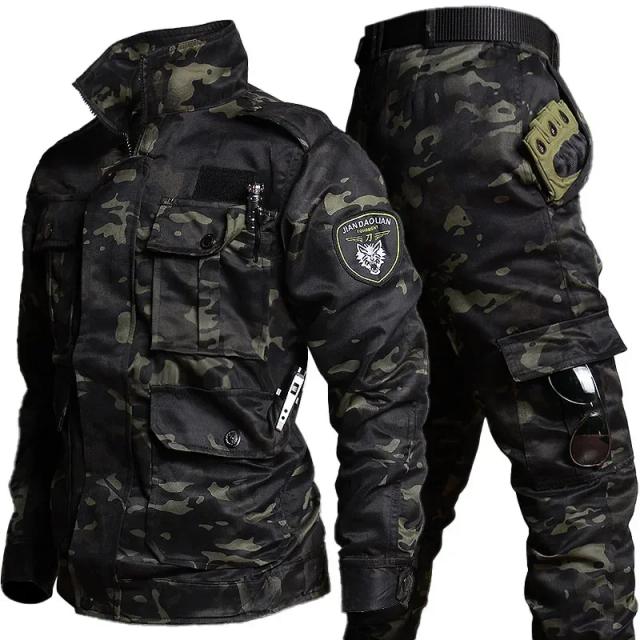 Conjunto de Caça Masculino Camuflado Resistente ao Desgaste Multi-bolso para Treinamento ao Ar Livre