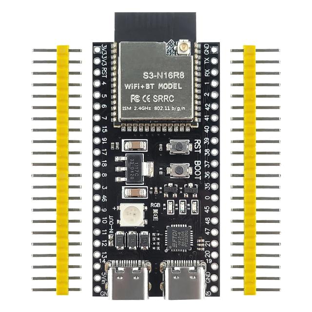 Placa de Desenvolvimento ESP32-S3 com Kit Adaptador de Expansão Wifi BT 2.4G MCU ESP32-S3WROOM1 N16R8 44Pin Tipo-C