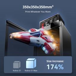 Impressora 3D Multicolorida Anycubic Kobra S1 Max Combo com Bico de Aço Endurecido, Alta Precisão, Velocidade Máxima de 600mm/s, Impressora 3D, 350×350×350 - Image 3