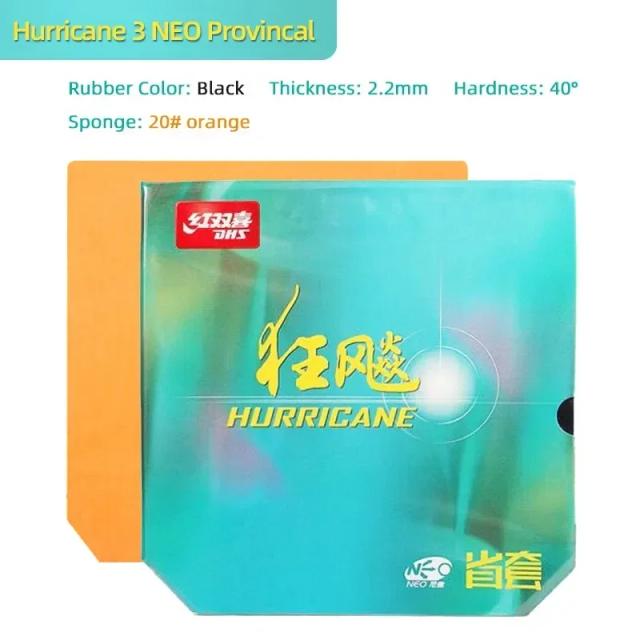 DHS Hurricane 3 Neo Borracha Tênis de Mesa Provincial 2.1mm-2.2mm