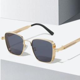 Homens dirigindo óculos de sol vintage steampunk quadrado óculos de sol armação de metal com dobradiças de mola feminino óculos de motorista na moda - Image 5