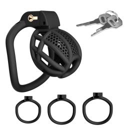 Gaiola de castidade masculina, bloqueio uretral erótico, brinquedos sexuais, dispositivo, anel peniano masculino com 3 tamanhos sm, produtos gaiola, castidade, manga peniana, sissy - Image 6
