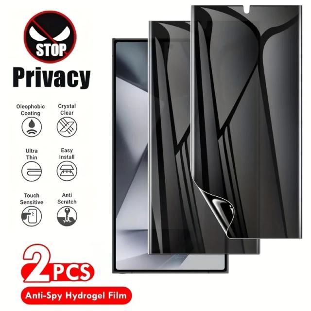 2 pacotes de filme protetor de tela de hidrogel de privacidade para Samsung Galaxy S25 S24 Ultra S23 S22 S21 Plus anti-arranhões, fácil instalação