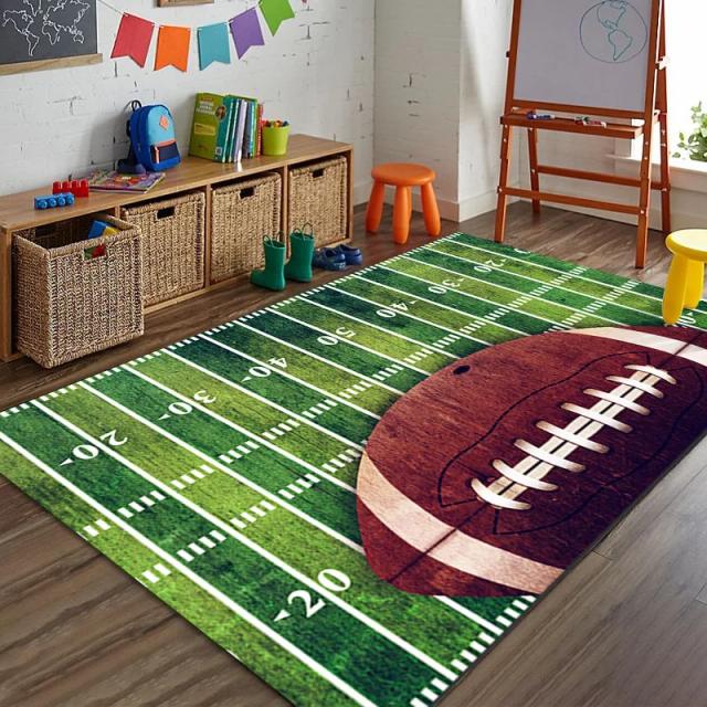 Tapete de Atividades para Crianças com Tema Esportivo, Pista de Corrida, Quadra de Basquete, Campo de Futebol, Decoração para Casa, Tapete Antiderrapante para Quarto