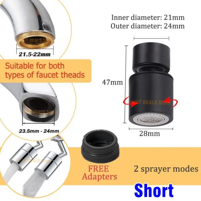 Aerador de Torneira de Cozinha 360° Giratório Difusor de Água Borbulhador Duplo Anti-respingo