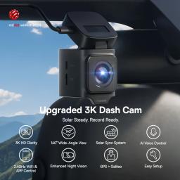 Baseus 3k traço cam vd1 frente e traseira cam hd embutido gps galileo supercapacitor carro dvr câmera gravador suporte 24h estacionamento - Image 2