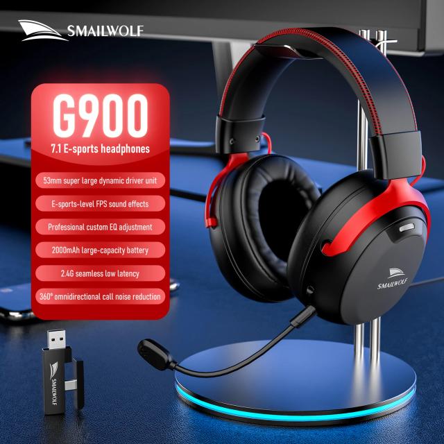 SmaILWOLF L80 Bluetooth sem fio com fio de três modos para jogos fone de ouvido portátil para casa fone de ouvido leve com microfone
