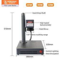 Worldray 20W 30W 50W Máquina de marcação a laser de fibra Gravador de mesa para joias de placa de identificação de metal e plástico - Image 4