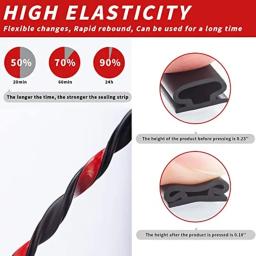 Isolamento acústico auto-adesivo Backing Door Seal Strip, Tempo Stripping, Janela Seal Strip, D-Shape, 1pc - Image 5