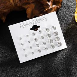 Novo 12 par/pacote branco brilhante brincos de casamento conjunto para mulheres homens jóias de cristal acessórios oorbellen jóias brincos - Image 2