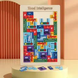 Blocos De Construção De Carros De Madeira, Jogo De Tráfego, Puzzle, Inteligência, Quebra-cabeças, Jogo De Lógica, Educação Precoce, Treinamento De Blocos, Aprendizagem - Image 2