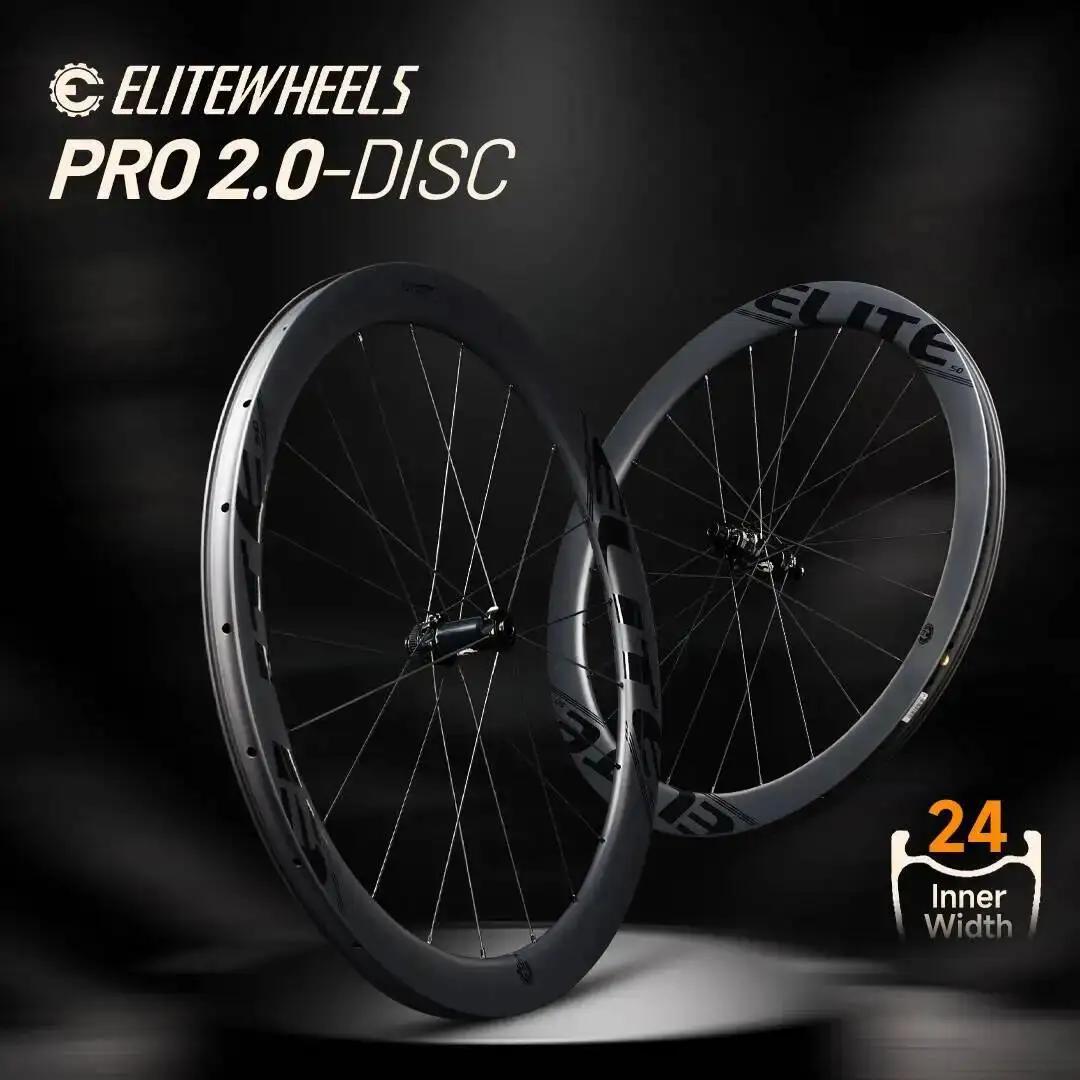 Conjunto de Rodas de Carbono ELITEWHEELS PRO 2.0 com Freio a Disco Center Lock 36T Ratchet 700C para Ciclismo de Estrada, Profundidade de 40/50/65mm, Clincher/Tubeless - Image 1