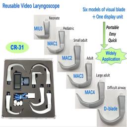 3,5 polegadas tela sensível ao toque de vídeo laringoscópio reutilizável lâminas esterilizáveis cor digital vídeo laringoscópio 6 lâminas opcional - Image 3