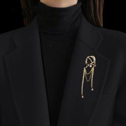 Novo criativo completo zircão borla menina vestindo brincos de pérola broche para mulheres high-end retro corsage terno pino jóias acessórios - Image 1