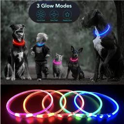 Coleira luminosa para cães, colar com carga leve para gatos, led fashion piscante, faça você mesmo, coleira de segurança brilhante para cães, acessório noturno para animais de estimação - Image 2