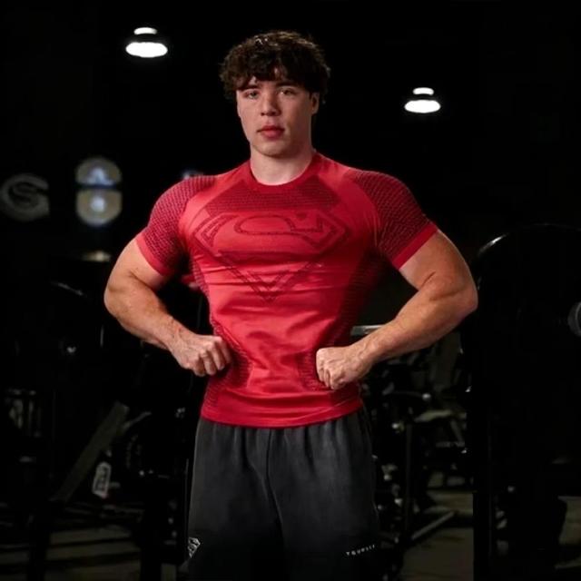 Camiseta Masculina Superman Manga Curta Fitness Respirável