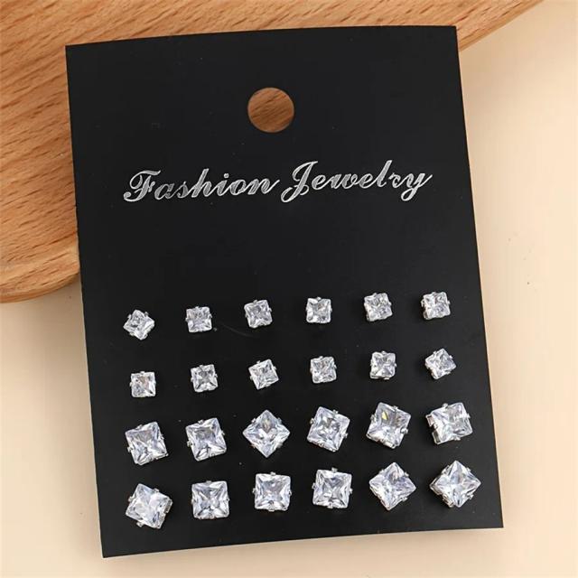 Conjunto de 12 Pares de Brincos de Cristal Brilhantes para Casamento Acessórios de Joias