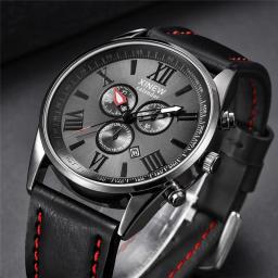 Original xinew marca relógios masculinos meninos moda casual pulseira de couro data quartzo relógio de pulso preto montre homme reloj hombre 2025 - Image 3