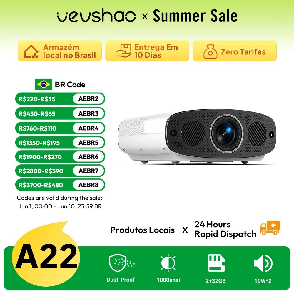 Vevshao a22 projetor full hd 1080p 4k 1000ansi android wifi foco automático 10w * 2 projetor de home theater para vídeo de reunião de escritório - Image 1