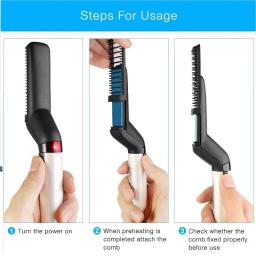 Aparelhos de estilo de cabelo escova alisadora de barba rápida elétrica alisamento de cabelo escova de calor pente de massagem mágica para homens - Image 6