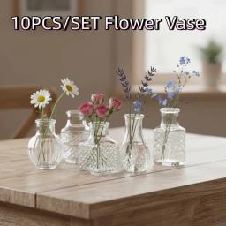 Conjunto de 10 Vasos de Vidro Mini Retro com Relevo, Estilo Europeu, Cristal Transparente, Elegantes e Decorativos - Image 4