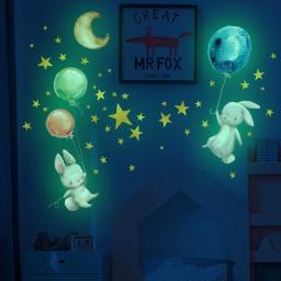 Adesivos de parede luminosos de desenho animado que brilham no escuro, fluorescente, arco-íris, decalque de parede para quartos de crianças, quarto, teto, berçário, decoração de casa - Image 3