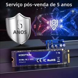KOOTION M2 NVMe SSD 1TB Gen4 7200 MB/s PCIe4.0x4 M.2 NVMe SSD Drive com dissipador de calor Unidade de estado sólido interna para PS5 Laptop PC - Image 5