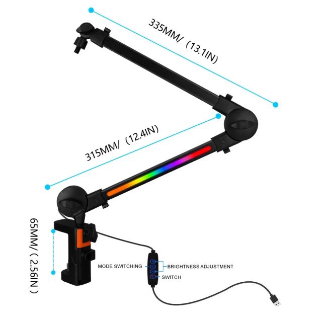 Suporte de Microfone Profissional com Rotação 360° em Liga de Alumínio
