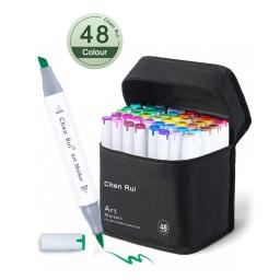 Conjunto de marcadores de álcool, 120/80/60/48 cores, cinzel de ponta dupla e fino, marcadores de arte à base de álcool para estudantes, ideais para colorir - Image 1