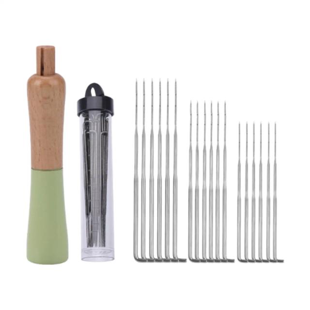 Agulha de Feltro com Cabo de Madeira para Artesanato DIY - Kit Completo