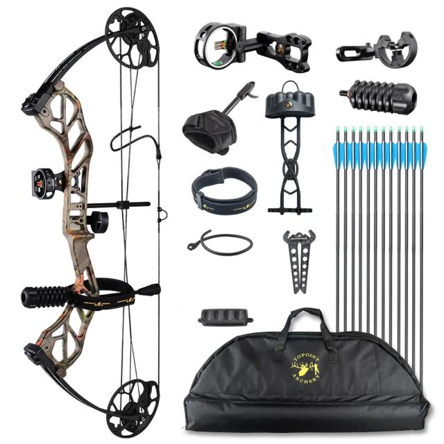 TOPOINT Arco Composto DL19-30" DW19-70lbs Kit Completo para Caça e Tiro