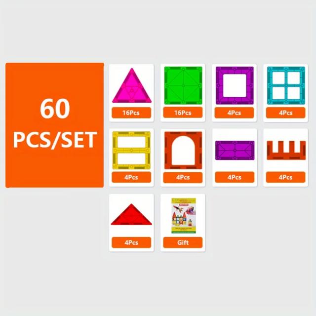 Conjunto de Blocos Magnéticos Quebra-Cabeça de Construção Brinquedos Montessori
