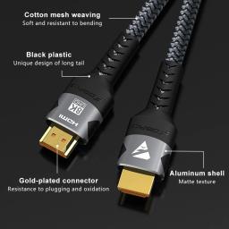 Cabo HDMI 8K 2.1 48Gbps Cabo trançado HDMI de alta velocidade-4K@120Hz 8K@60Hz, DTS:X, HDCP 2.2 e 2.3, HDR 10 para laptop compatível/PS5 - Image 4