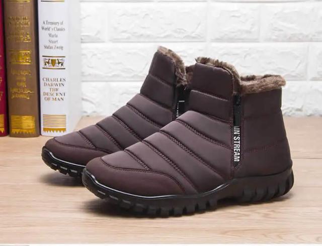 Sapatos de inverno tênis masculinos de algodão quente com zíper botas de tornozelo de neve, sapatos casuais outono botas de neve à prova dwaterproof água sapato frete grátis