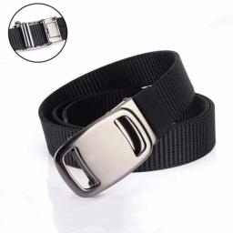 Cinto masculino de lona, fivela automática de metal, desdentado, treinamento militar ao ar livre, decoração jeans, moda simples, cintura espessada - Image 1