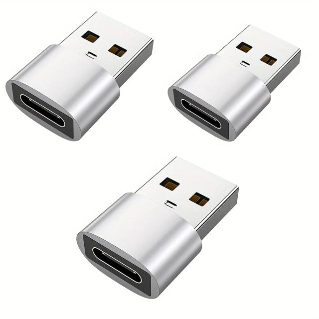 Adaptador USB para USB C 3 Pacotes - Carregamento Rápido e Conversor OTG