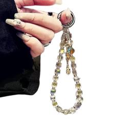 Cordão de luxo com contas de cristal para celular, corrente de mão, corda curta de suspensão com clipe para capa de telefone, chaveiro, bolsa, pingente - Image 6