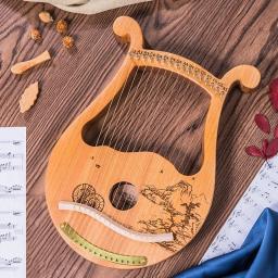 Arpa de lira de madeira, 16 cordas, portátil, lira, instrumento de cordas profissional, adulto, pequena harpa, instrumentos musicais para crianças - Image 3