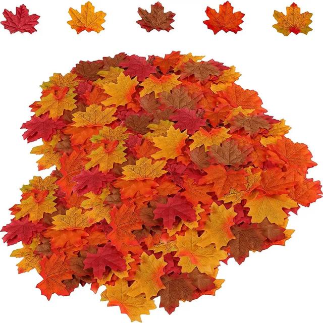 50/100pcs Folha de Maple de Seda Artificial para Decoração de Festas e Casamentos
