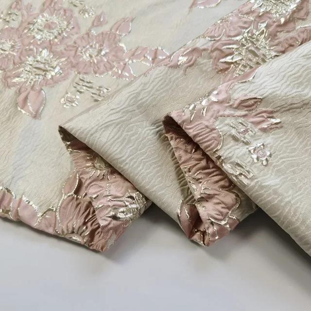 Tecido Brocado Jacquard Luxo Fio Dourado 1 Metro