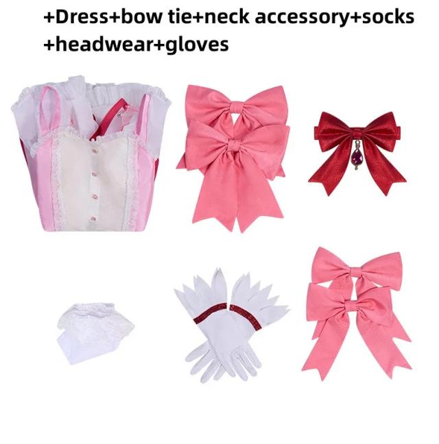 Puella Magi Madoka Magica Kaname Madoka Cosplay Traje Rosa Princesa Lolita Saia Mulher Kawaii Carnaval Terno
