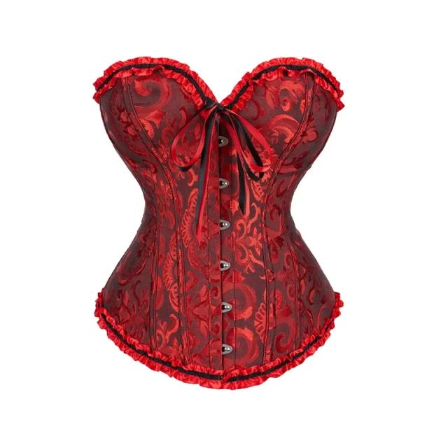 BurVogue Espartilho Overbust Sexy Floral com Cadarço - Modelador Corporal