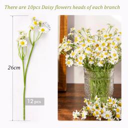 12-48PCS Flores Artificiais de Margarida, Pequenas Flores Falsas para Decoração de Mesa em Casamentos e Festas, DIY Decoração para Casa - Image 3