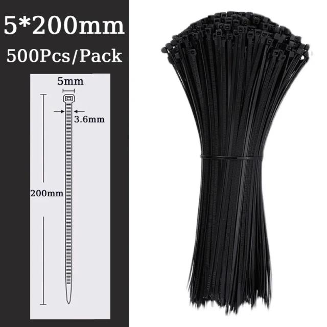 Laço de Nylon com Travamento Automático Preto 5x300mm