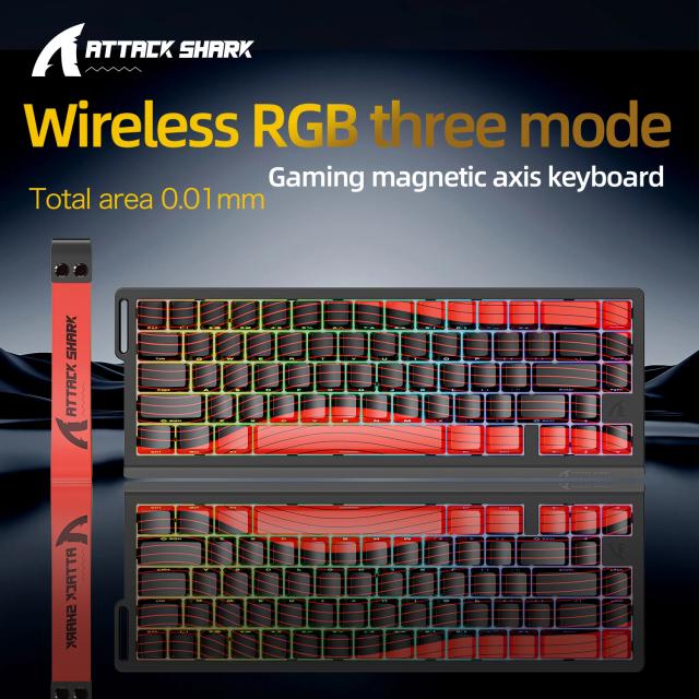 ATTACK SHARK X68he Teclado Mecânico Magnético para Jogos com Fio 8000Hz 0.01mm Gatilho Rápido