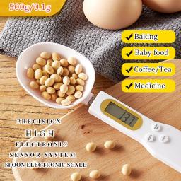 Balança digital de cozinha, mini colher, lcd, eletrônica, para alimentos, 0.1-500g, medição de peso, ferramenta de cozinha para leite, café, cozimento - Image 2