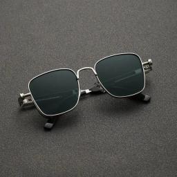 Homens dirigindo óculos de sol vintage steampunk quadrado óculos de sol armação de metal com dobradiças de mola feminino óculos de motorista na moda - Image 3
